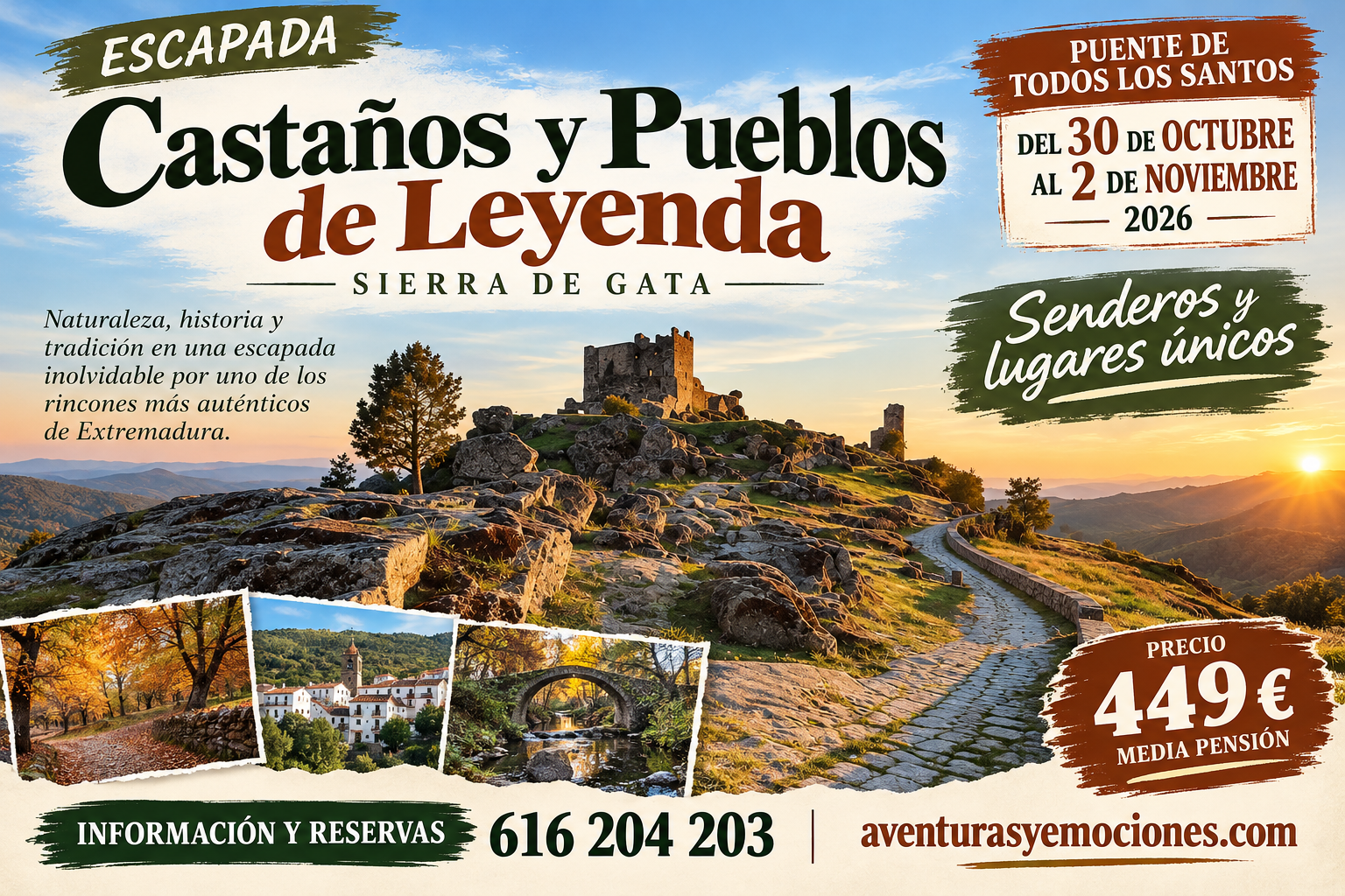30/10/2026 -  PUENTE DE TODOS LOS SANTOS PUEBLOS DE LEYENDA SIERRA DE GATA  ( Pioneros)
