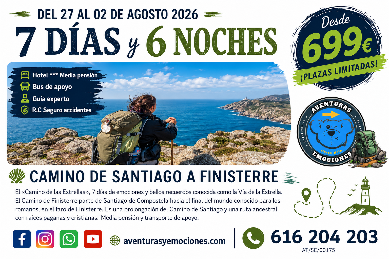 27/07/2026 CAMINO DE SANTIAGO A FISTERRE 2026