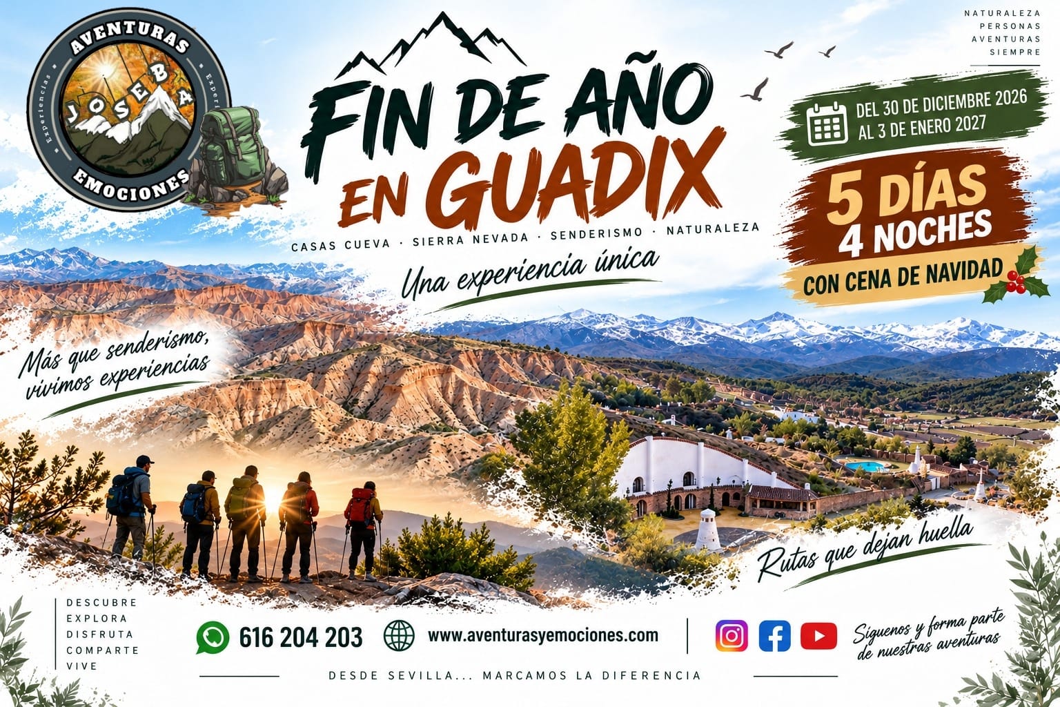 30/12/2026 AVENTURA FIN DE AÑO MONTAÑAS Y CASAS CUEVAS EN GUADIX