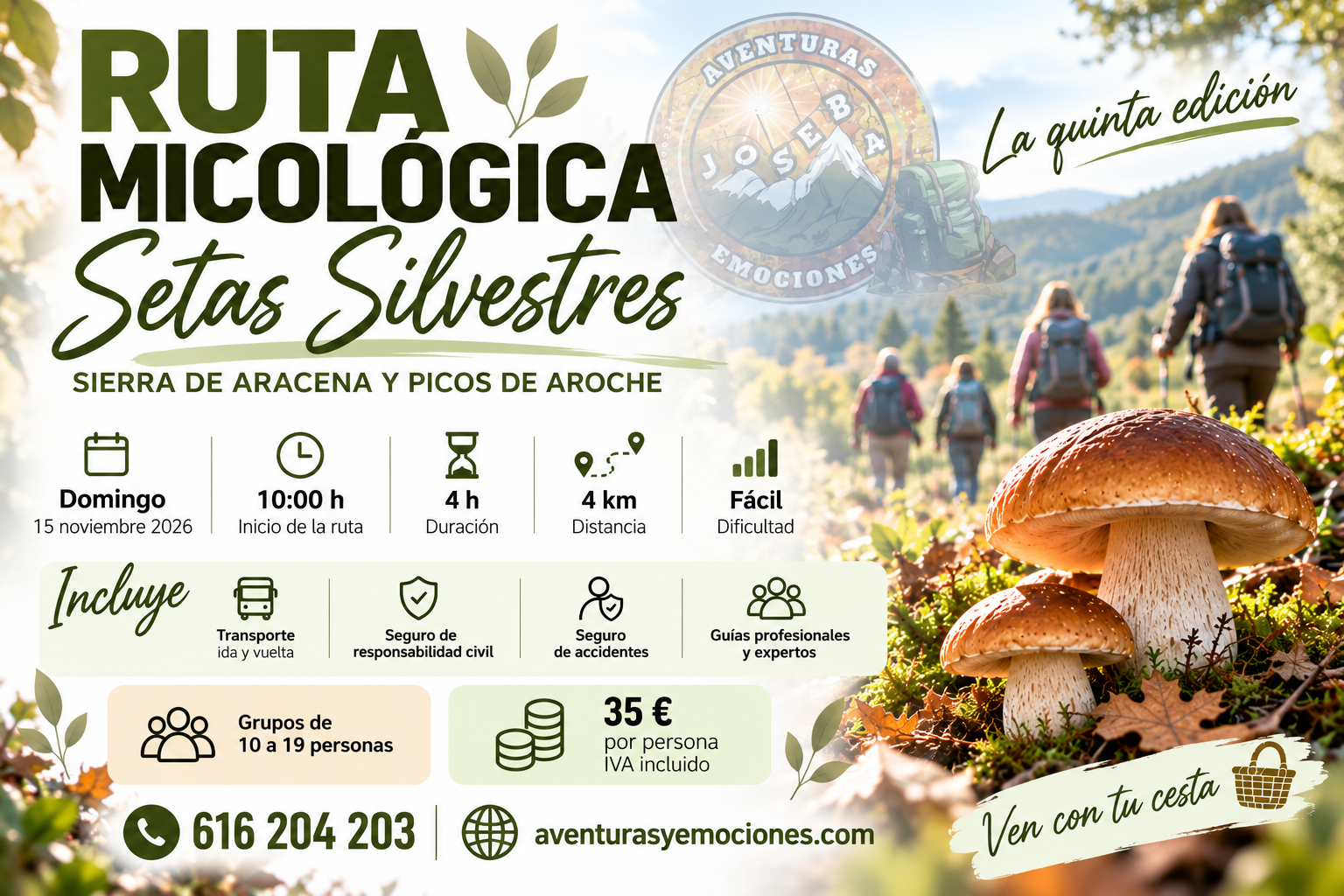 15/11/2026 RUTA MICOLÓGICA SETAS SILVESTRES, NATURALEZA